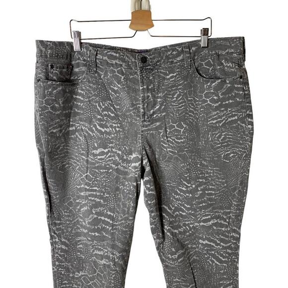 NYDJ Plus Size 22W Gray Animal Printed Stretch Denim High Waist Skinny Jeans - Picture 2 of 9